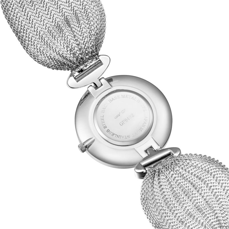 Mote Unik Design Large Dial Mesh Armbånd Kvinner Quartz Watch