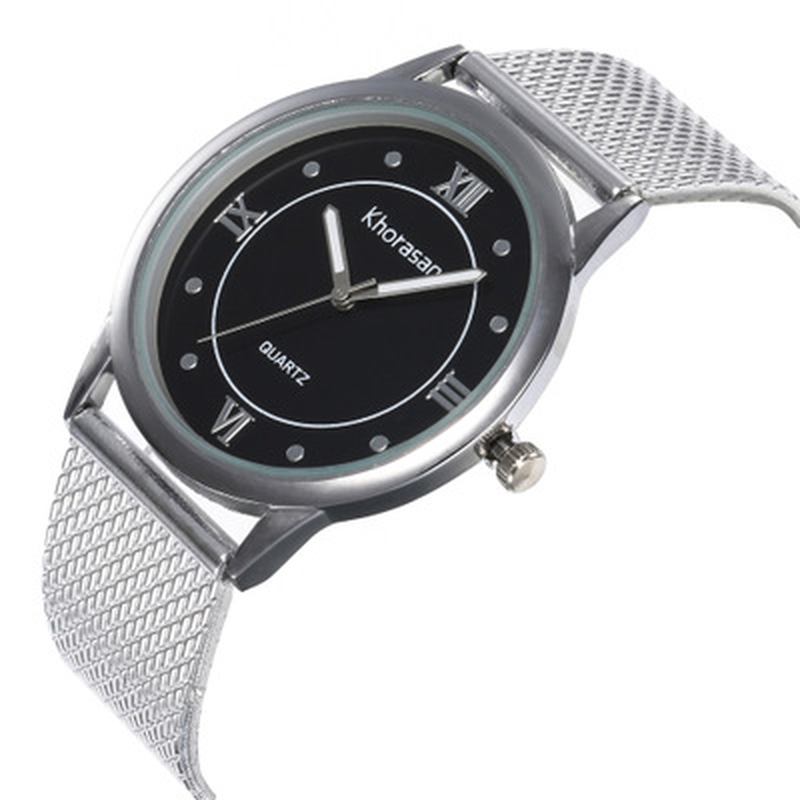 Romersk Skala Simulering Plast Mesh Belte Uformell Stil Mote Dame Klokke Quartz Watch