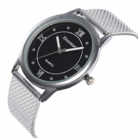 Romersk Skala Simulering Plast Mesh Belte Uformell Stil Mote Dame Klokke Quartz Watch