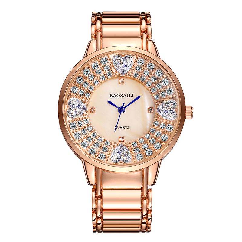 Shining Dame Armbåndsur Heart Imitation Diamond Quartz Watch