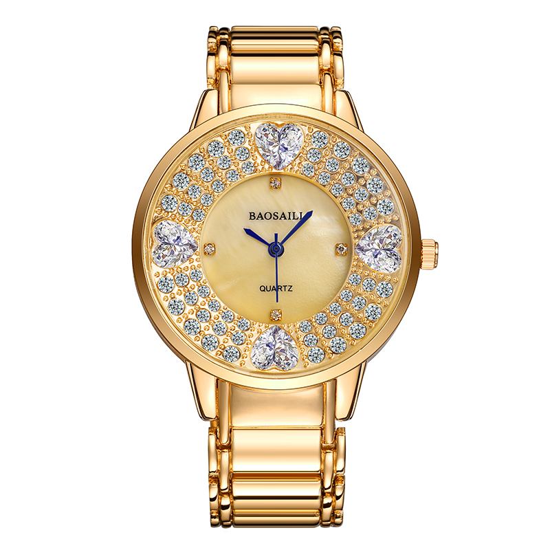 Shining Dame Armbåndsur Heart Imitation Diamond Quartz Watch