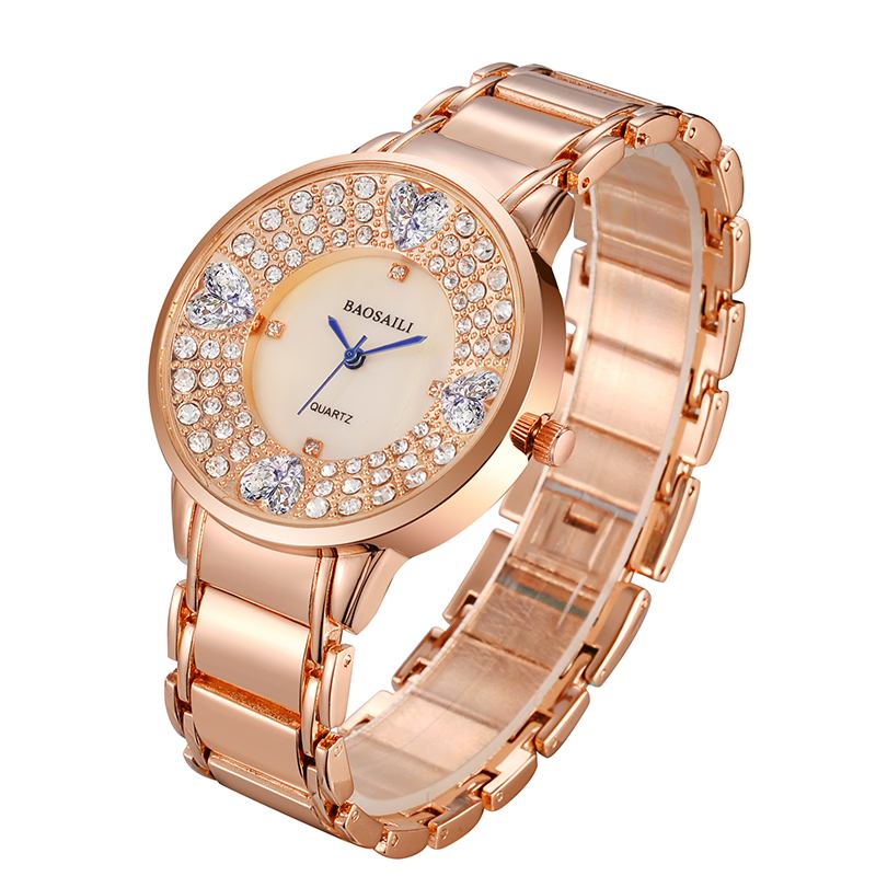 Shining Dame Armbåndsur Heart Imitation Diamond Quartz Watch