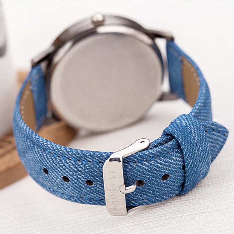 Temperament Tegneserie Katt Blank Dial All-match Denim Strap Dame Quartz Watch Armbåndsur