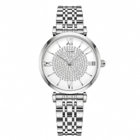 Trendy Elegant Dameklokker Full Romertall Rhinestones Mount Dial Quartz Klokker