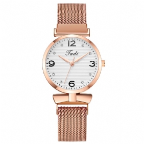 Trendy Enkel Elegant Design Wild Dame Klokker Mesh Band Rose Gold Case Quartz Watch