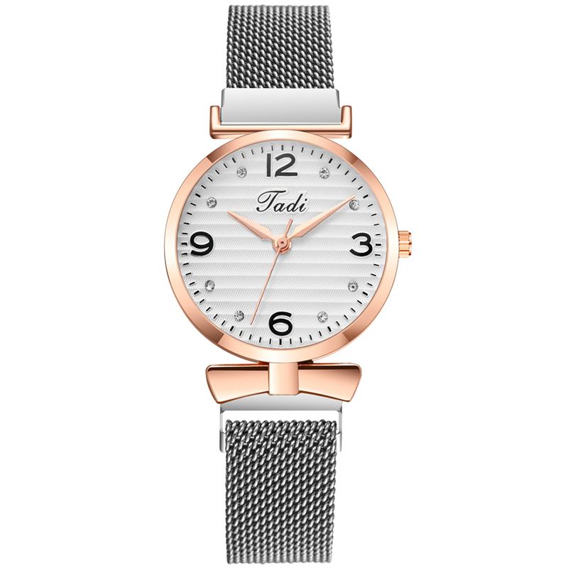 Trendy Enkel Elegant Design Wild Dame Klokker Mesh Band Rose Gold Case Quartz Watch