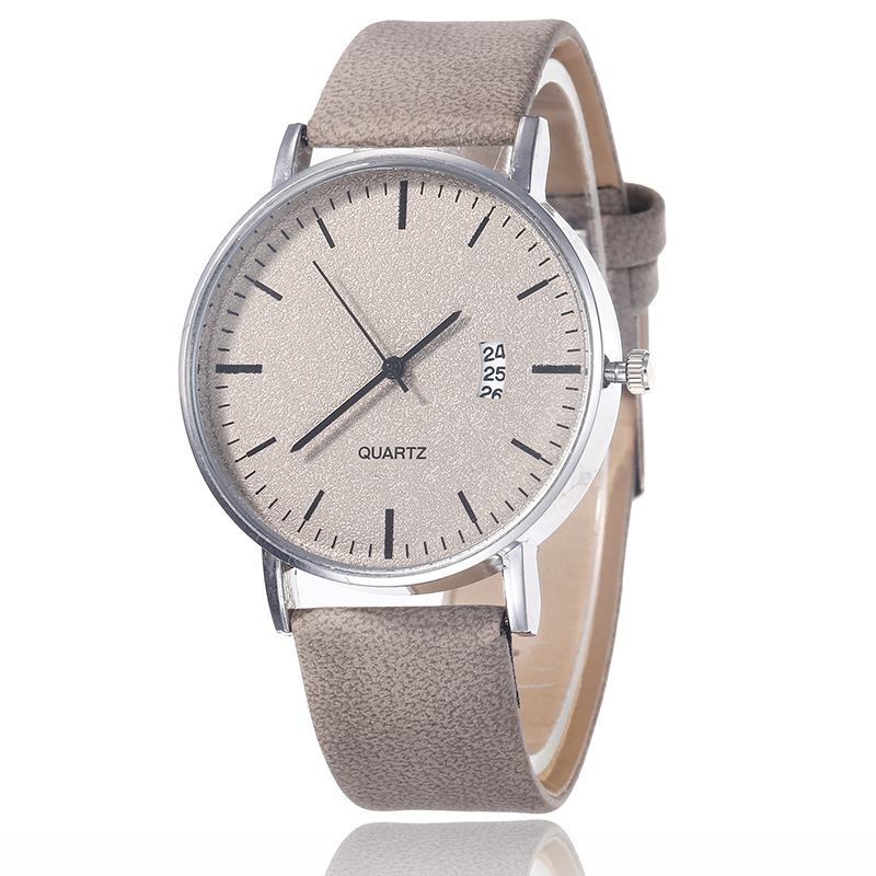 Uformell Sport Med Kalenderfrosted Urskive Chronograph Leather Band Dame Quartz Watch