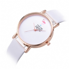 Uformell Stil Kvinner Armbåndsur Rose Gold Case Leather Strap Quartz Watch