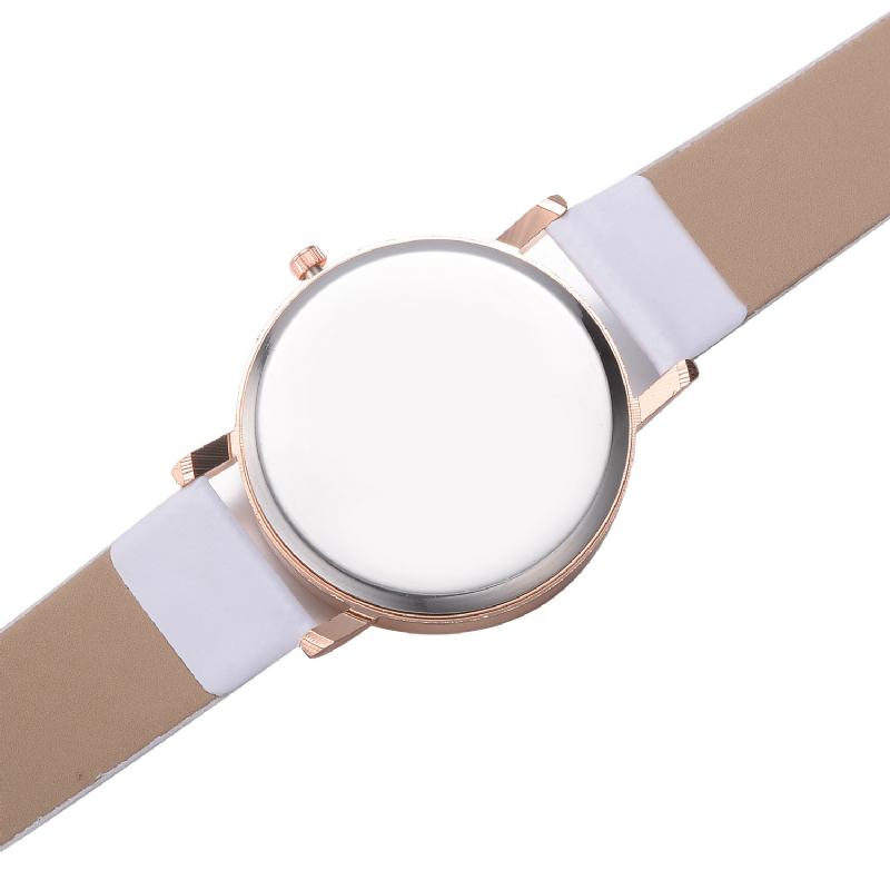 Uformell Stil Kvinner Armbåndsur Rose Gold Case Leather Strap Quartz Watch