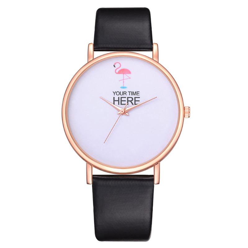 Uformell Stil Kvinner Armbåndsur Rose Gold Case Leather Strap Quartz Watch