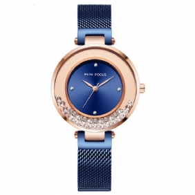 Ultratynn Mesh-rem Crystal Elegant Dame Watch Quartz Watch