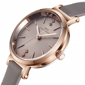 Ultratynt Damearmbåndsur Crystal Elegant Design Lærrem Quartz Watch