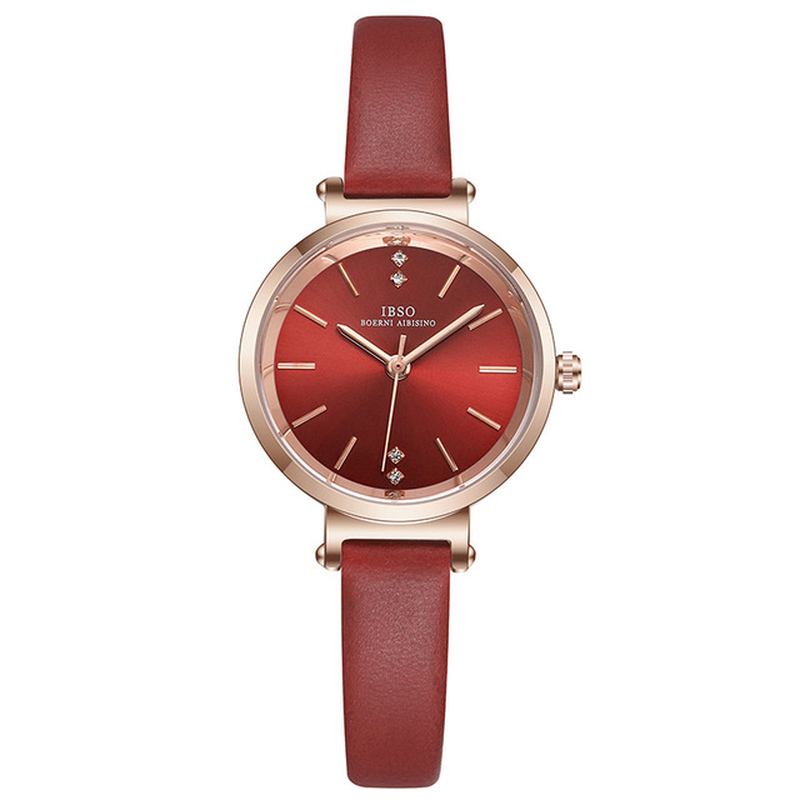 Ultratynt Damearmbåndsur Crystal Elegant Design Lærrem Quartz Watch