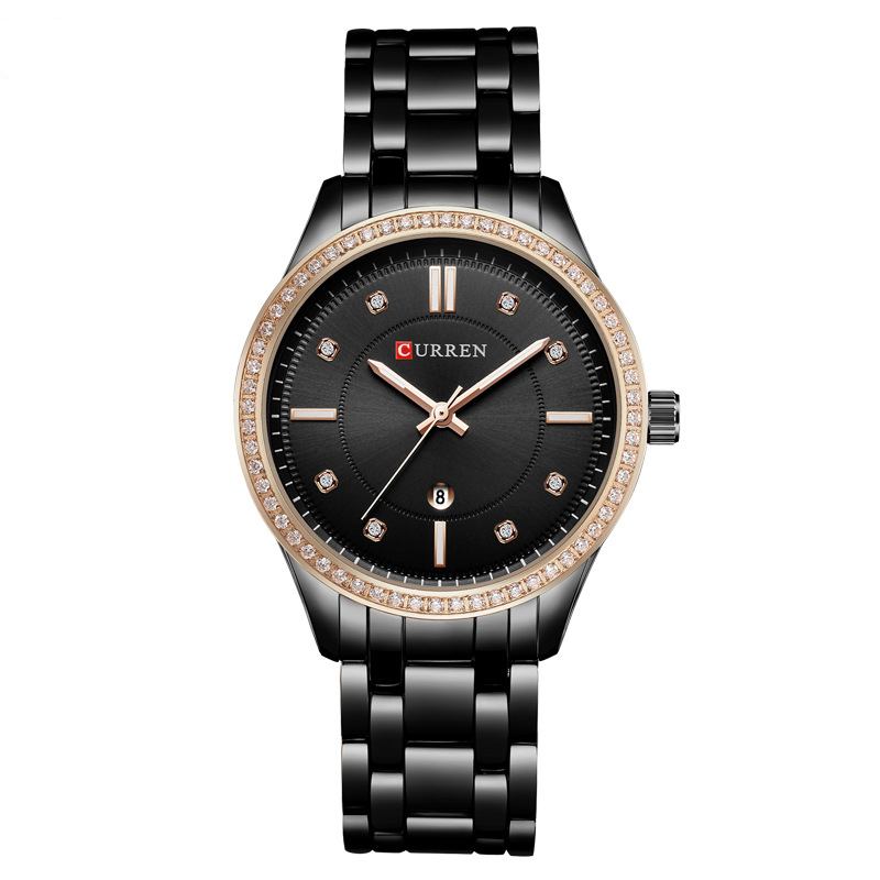 Vanntett Krystall Elegant Design Dame Armbåndsur Dato Vis Quartz Watch