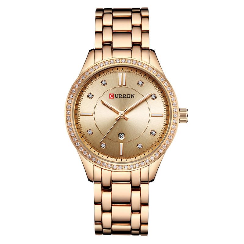 Vanntett Krystall Elegant Design Dame Armbåndsur Dato Vis Quartz Watch