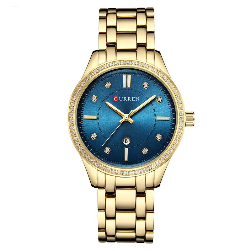 Vanntett Krystall Elegant Design Dame Armbåndsur Dato Vis Quartz Watch