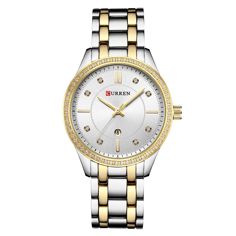 Vanntett Krystall Elegant Design Dame Armbåndsur Dato Vis Quartz Watch