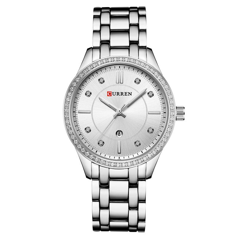 Vanntett Krystall Elegant Design Dame Armbåndsur Dato Vis Quartz Watch