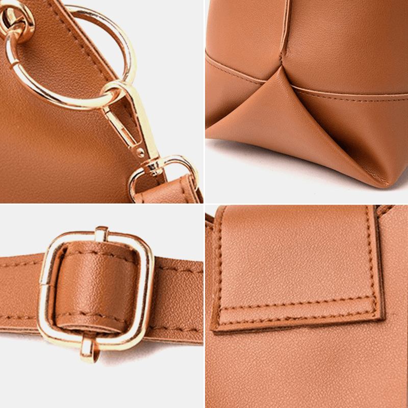 3 Stk Pu-skinn Vintage Solid Lommebok Med Stor Kapasitet Clutchveske Telefonveske Håndveske Crossbody-veske Skulderveske