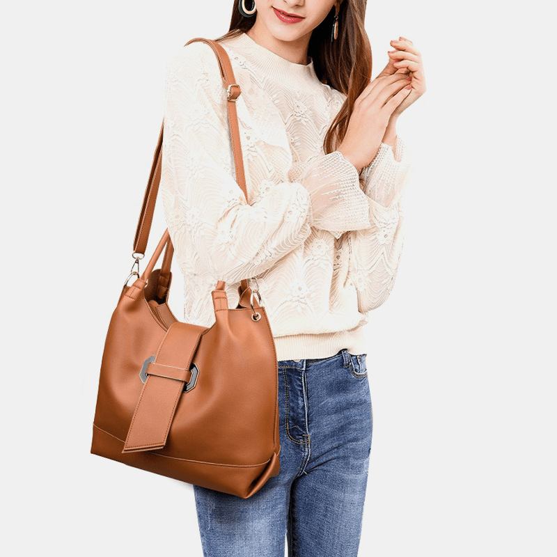 3 Stk Pu-skinn Vintage Solid Lommebok Med Stor Kapasitet Clutchveske Telefonveske Håndveske Crossbody-veske Skulderveske