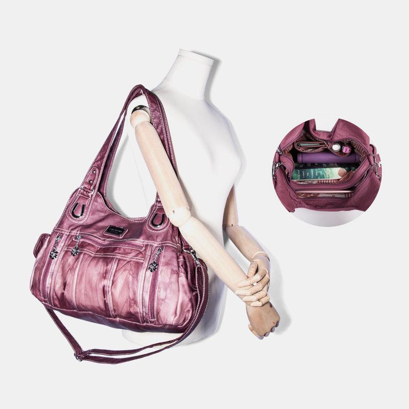 Angel Kiss Kvinner Pu-skinn Multi-carry Ensfarget Crossbody Veske Skulderveske Tote Håndveske