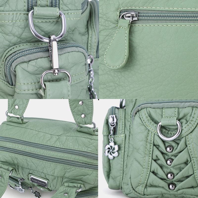 Angel Kiss Kvinner Pu-skinn Multi-carry Ensfarget Mote Uformell Skulderveske Crossbody Veske Håndveske