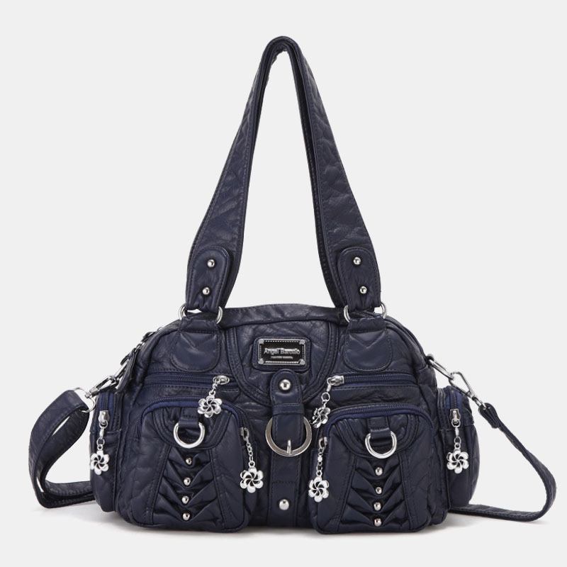 Angel Kiss Kvinner Pu-skinn Multi-carry Ensfarget Mote Uformell Skulderveske Crossbody Veske Håndveske