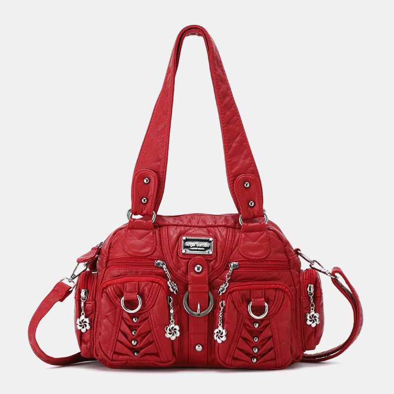 Angel Kiss Kvinner Pu-skinn Multi-carry Ensfarget Mote Uformell Skulderveske Crossbody Veske Håndveske