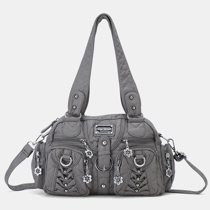 Angel Kiss Kvinner Pu-skinn Multi-carry Ensfarget Mote Uformell Skulderveske Crossbody Veske Håndveske