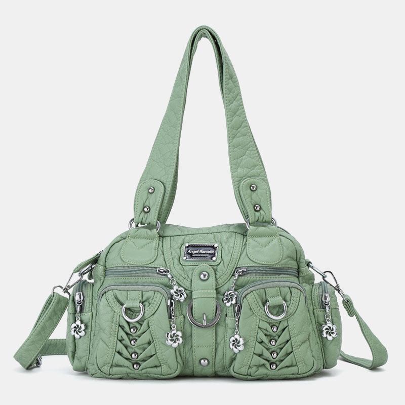 Angel Kiss Kvinner Pu-skinn Multi-carry Ensfarget Mote Uformell Skulderveske Crossbody Veske Håndveske