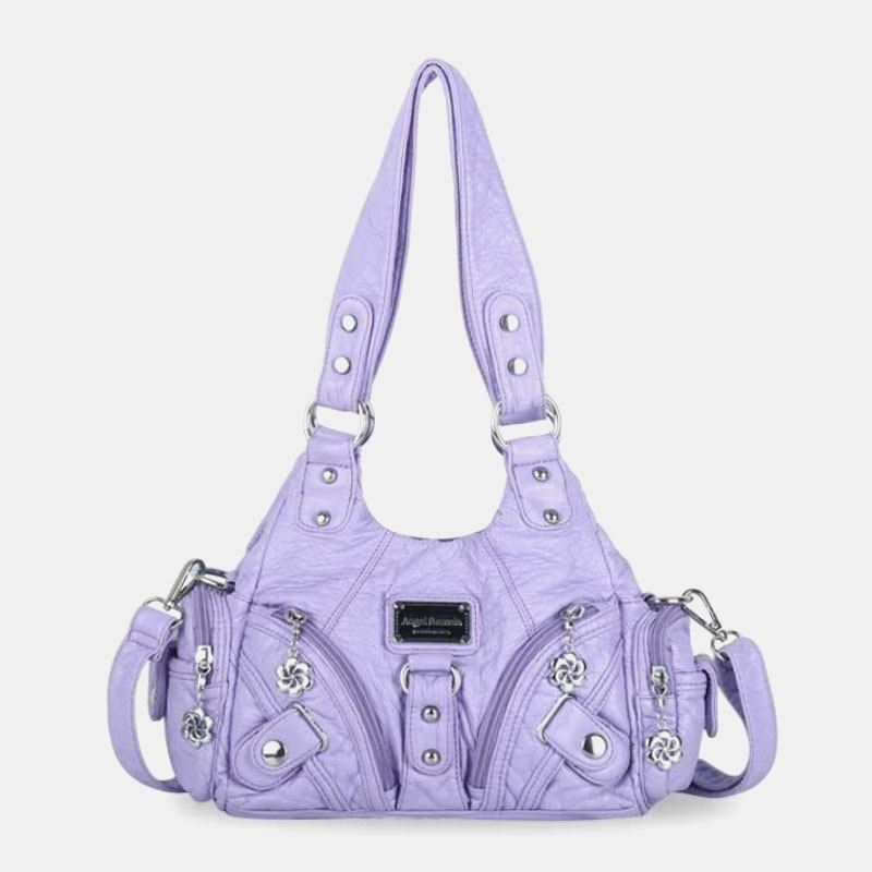 Angel Kiss Kvinner Pu-skinn Vintage Multi-pocket Convertible Anti-theft Crossbody Veske Skulderveske Håndveske