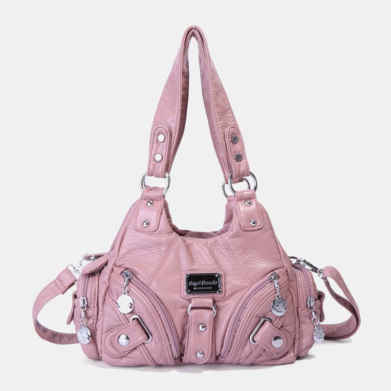 Angel Kiss Kvinner Pu-skinn Vintage Multi-pocket Convertible Anti-theft Crossbody Veske Skulderveske Håndveske