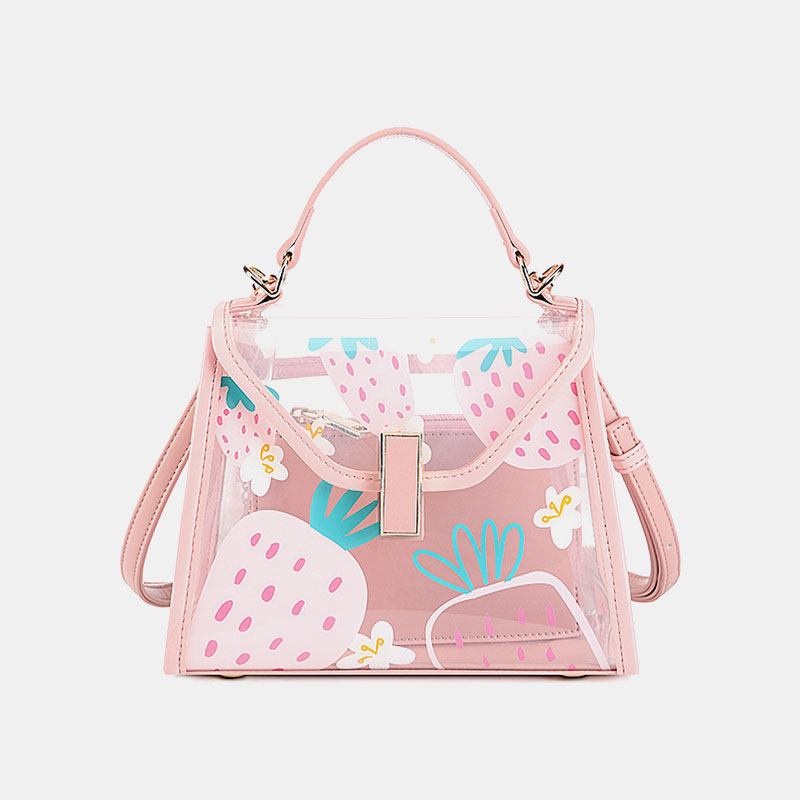 Dame Twist Lock 2 Stk Frukt Transparent Crossbody Veske Håndveske