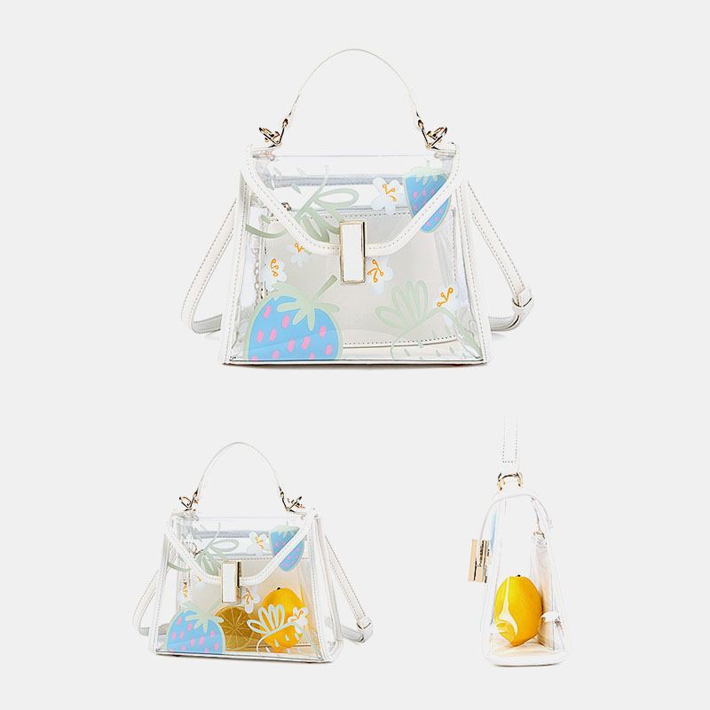 Dame Twist Lock 2 Stk Frukt Transparent Crossbody Veske Håndveske