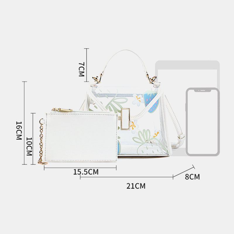 Dame Twist Lock 2 Stk Frukt Transparent Crossbody Veske Håndveske