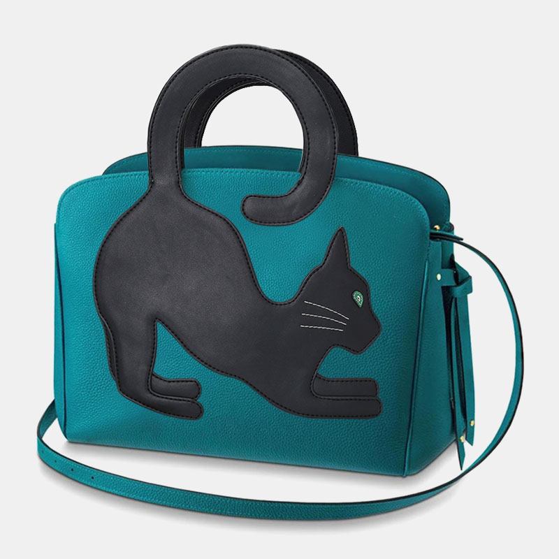 Damemote Skjønnhet Kunstskinn Håndveske Med Stor Kapasitet Crossbody-veske Skulderveske Katt Bag