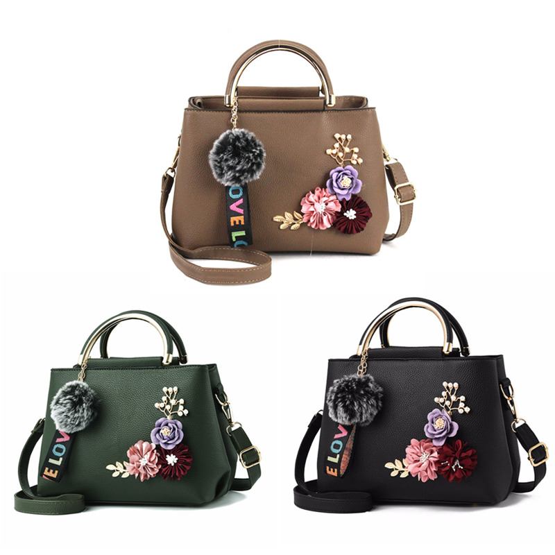 Damevesker Og Veske Skuldervesker Dame Designer Topphåndtak Satchel Tote Veske Med Bånd Og Blomsterdekorasjon