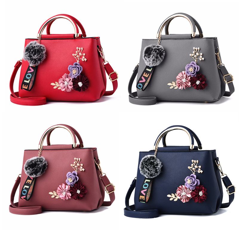 Damevesker Og Veske Skuldervesker Dame Designer Topphåndtak Satchel Tote Veske Med Bånd Og Blomsterdekorasjon