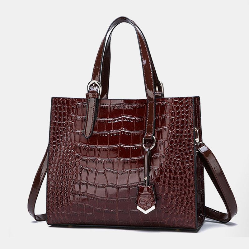 Kvinner 2 Stk Alligator Pu Multi-pocket Håndveske Med Stor Kapasitet Crossbody Veske Tote