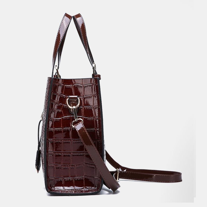 Kvinner 2 Stk Alligator Pu Multi-pocket Håndveske Med Stor Kapasitet Crossbody Veske Tote