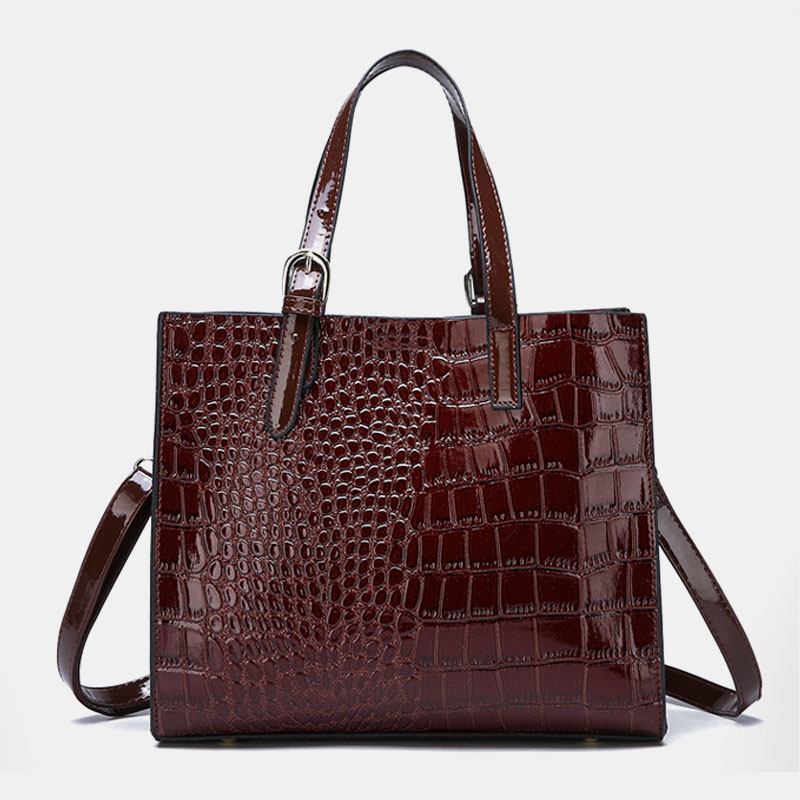 Kvinner 2 Stk Alligator Pu Multi-pocket Håndveske Med Stor Kapasitet Crossbody Veske Tote