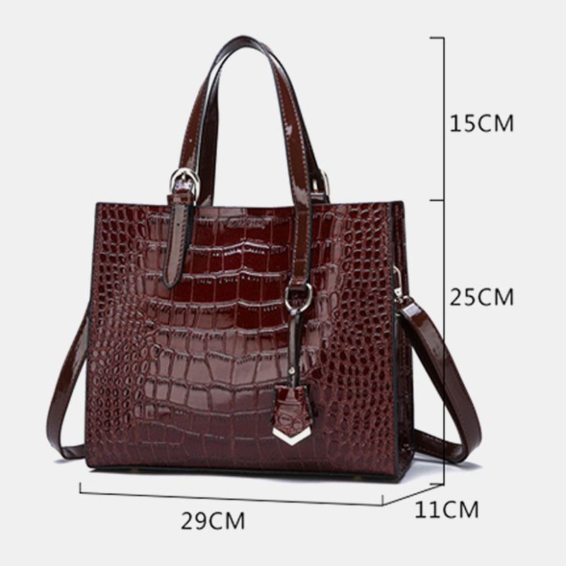 Kvinner 2 Stk Alligator Pu Multi-pocket Håndveske Med Stor Kapasitet Crossbody Veske Tote