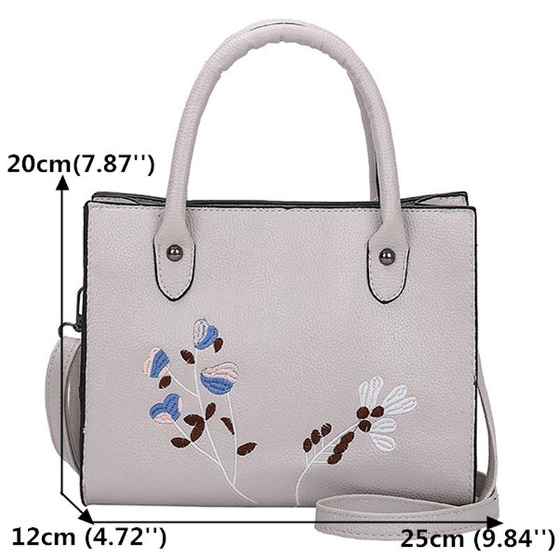 Kvinner Broderi Tote Håndveske Fritid Pu Crossbody Veske