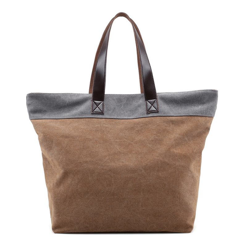 Kvinner Canvas Hit Color Tote Veske Fritids Handbag Skulderveske