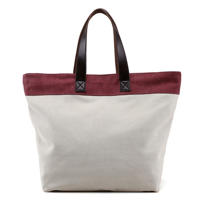 Kvinner Canvas Hit Color Tote Veske Fritids Handbag Skulderveske