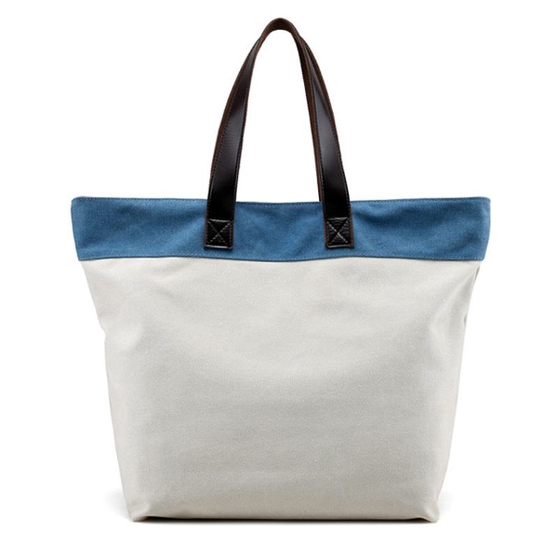 Kvinner Canvas Hit Color Tote Veske Fritids Handbag Skulderveske