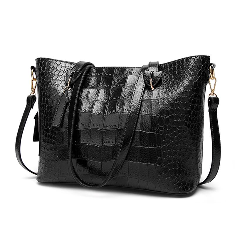 Kvinner Crocodile Pattern Tote Håndveske