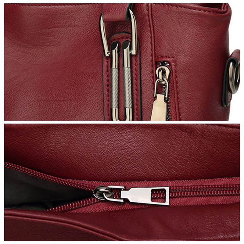 Kvinner Imitert Skinn Med Stor Kapasitet Tøyveske Solid Veske Fritid Crossbody-veske