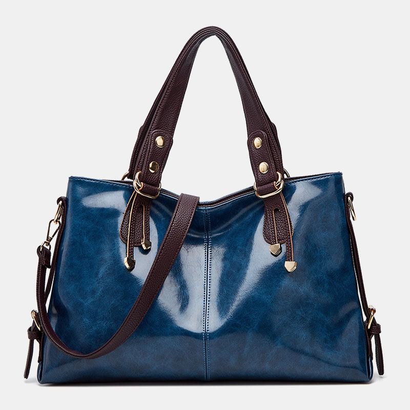 Kvinner Kunstskinn Retro Litchi-mønster Håndveske Med Stor Kapasitet Skulderveske Crossbody Veske Tote