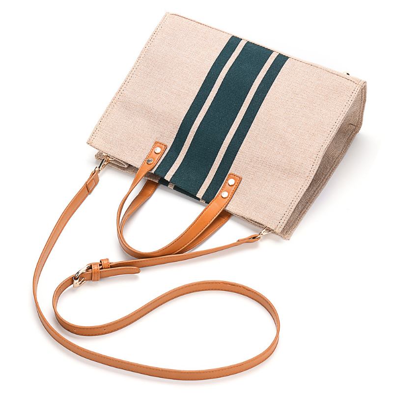 Kvinner Lin Fritid Handbag Med Stor Kapasitet Crossbody Veske